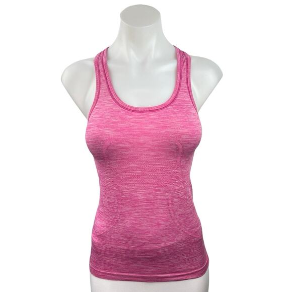Lululemon Pink Scoop Neck Racerback Fitted Workout Athletic Tank Top Size 4 - Picture 1 of 3